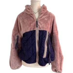 Ugg Vintage Pink & Purple combo Fur Fleece Puffer Jacket Size M